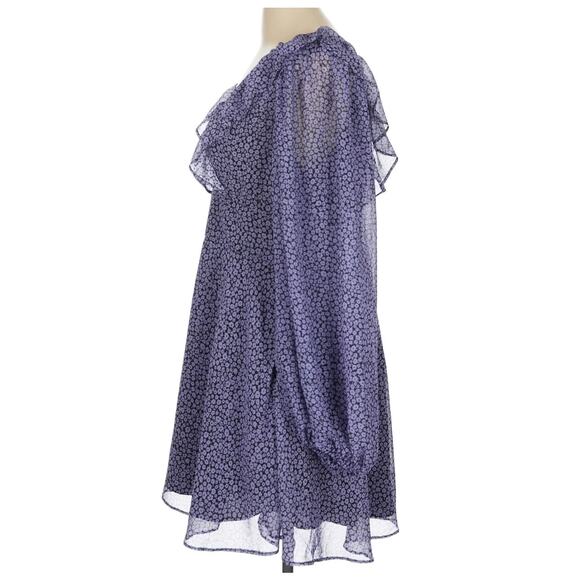 Hutch Floral Print V-Neck Ruffled Purple Long Sleeve Romper Large - Picture 7 of 11